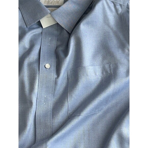 Van Heusen Other - Gold Label Roundtree & Yorke Dress Shirt Mens 17.5 Blue Herringbone